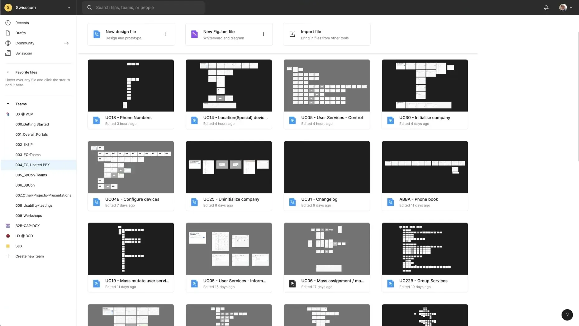 Hosted PBX Figma design files containing all essential use cases