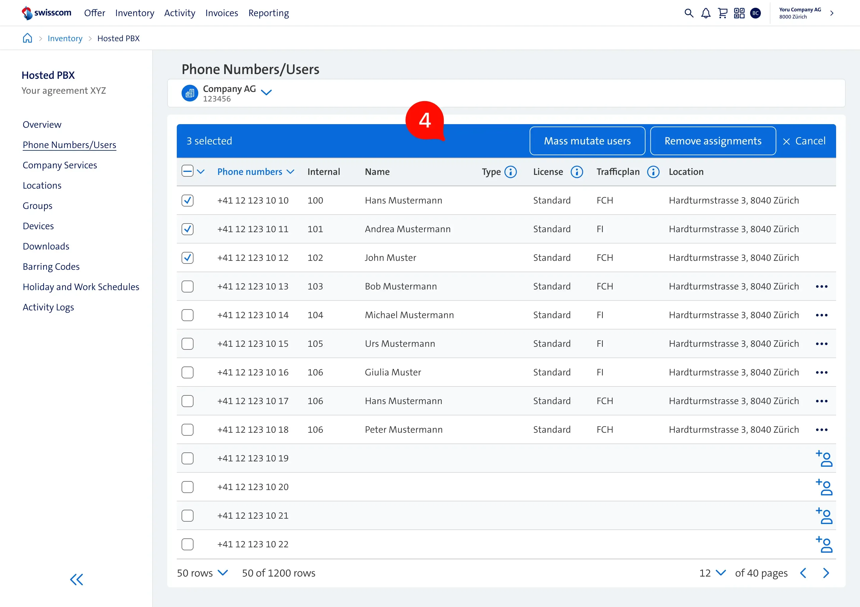 Phone numbers table (new)